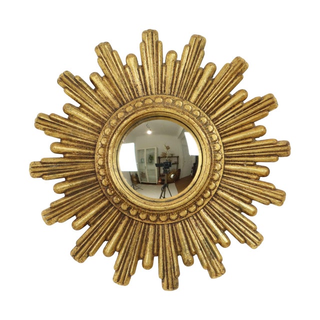 Small Sunburst Mirror in Gold, 1960s For Sale - Image 15 of 15
