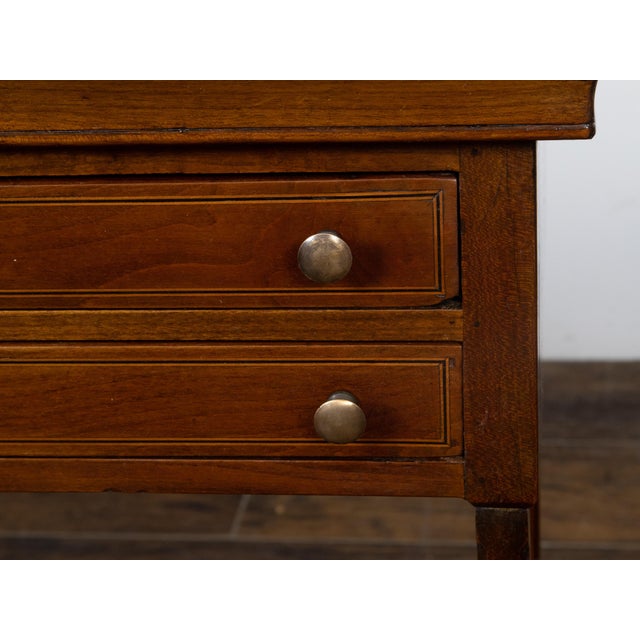 Pair of French 19th Century Mahogany Tray Top Bedside Tables with Two Drawers For Sale - Image 4 of 12