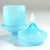 A decorative container made of glass -colored glass in a delicate, blue color. The foot and cover of the cover are also...