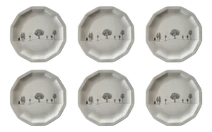 Rut Bryk Artist Service Form Polygon Winter Travel Breakfast Plates by Tapio Wirkkala for Rosenthal, 1983, Set of 6