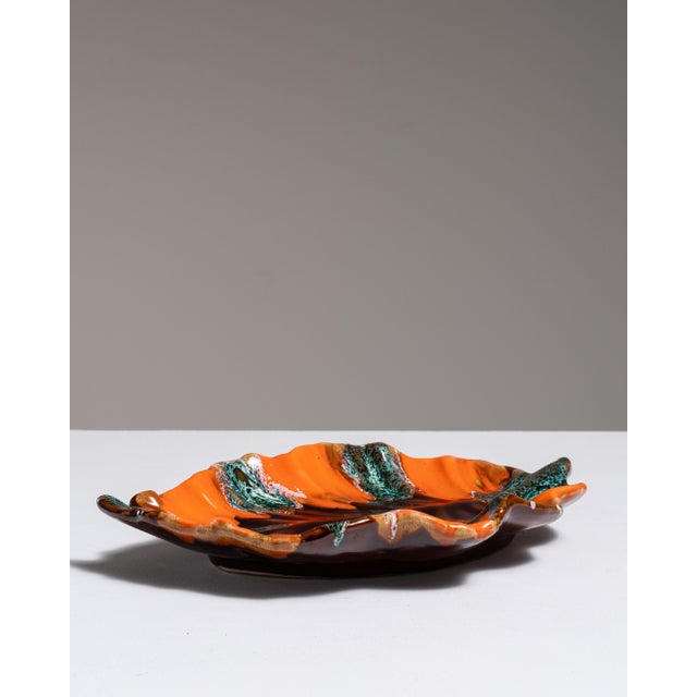 1960s 1960s France Burnt Orange Ceramic Platter For Sale - Image 5 of 15