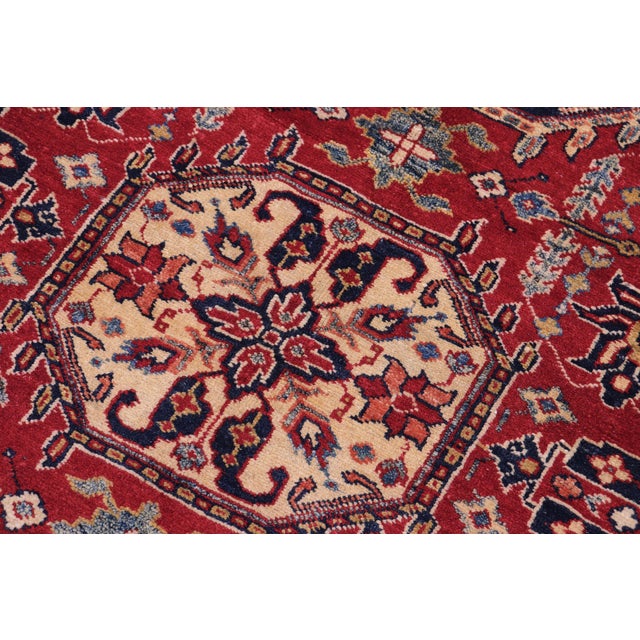 Southwestern Super Kazak Red/Tan Wool Rug - 4'3'' X 5'8'' For Sale - Image 4 of 10