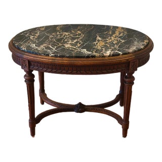French Louis XVI Style Neo Portoro Marble Top Side Table For Sale