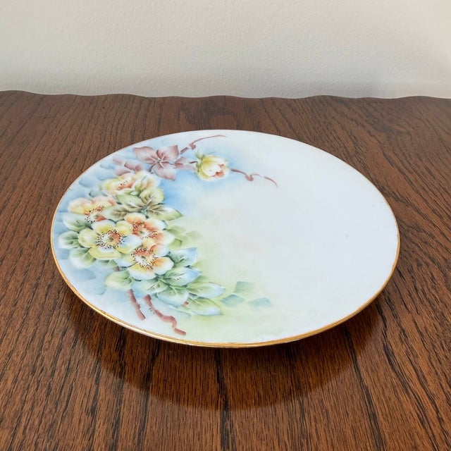 English Set of 2 Antique Uno Favorite Bavaria Floral Plate For Sale - Image 3 of 10