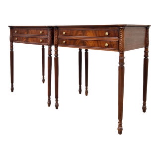 1940’s Acanthus Carved Federal Style Side Tables - a Pair For Sale