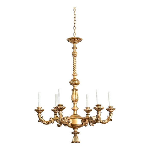 French 19th Century Carved Giltwood Neoclassical Chandelier For Sale