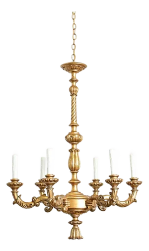 French 19th Century Carved Giltwood Neoclassical Chandelier