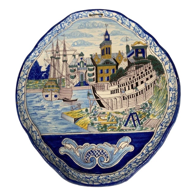 Antique Makkum Earthenware Plaque, 1800s For Sale