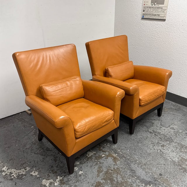 Traditional Ted Boerner Intermezzo Leather Lounge Armchairs, Pair For Sale - Image 3 of 12