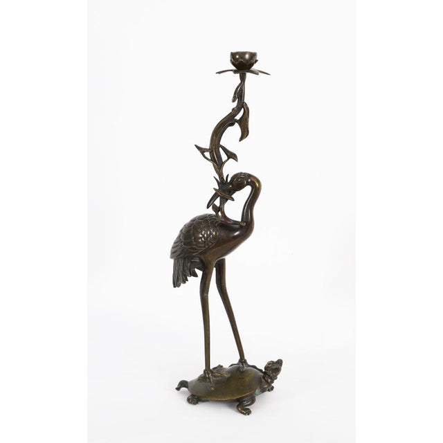 Antique Japanese Bronze Pricket Candlesticks, 19th Century, Set of 2 For Sale - Image 3 of 18