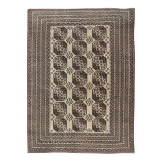 Vintage Turkomen Ersari Rug in Wool With All-Over Repeating Gul Design 8'5 X 11'9 For Sale