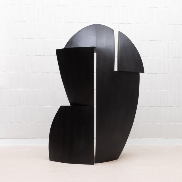 Black Modern Abstract Sculpture in Black Oak by Patrick Coard Paris For Sale - Image 8 of 12