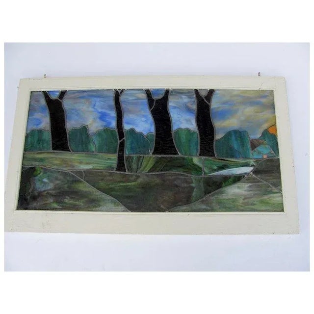 1900 - 1909 Victorian Scenic Stained Glass Window For Sale - Image 5 of 7