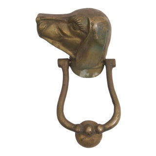 Vintage Brass Dog Door Knocker For Sale