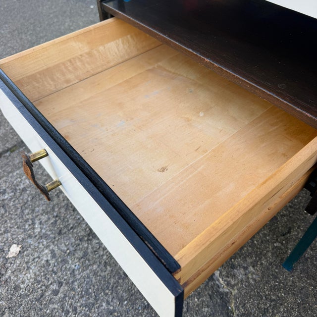 Mid-Century Moderm Vista Furniture California Nightstands With Leather Pulls Walnut Laminate For Sale - Image 10 of 12