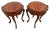 1930s 1930s Two French Side Tables, Display, Nightstands, Round Top Floral Marquetry For Sale - Image 5 of 13