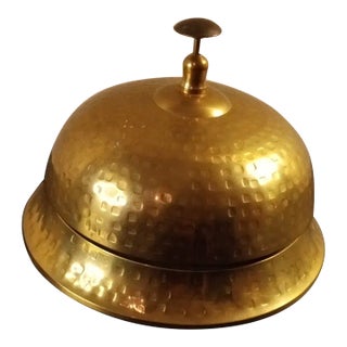 1980s Hammered Brass Desk Call Bell For Sale