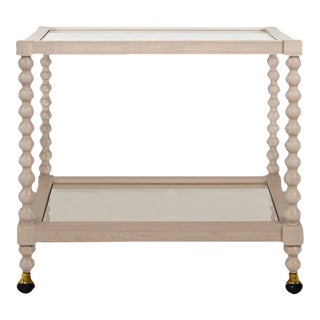 Matthew Izzo Home Isadore Cerused Oak Spindle Leg Bar Cart For Sale