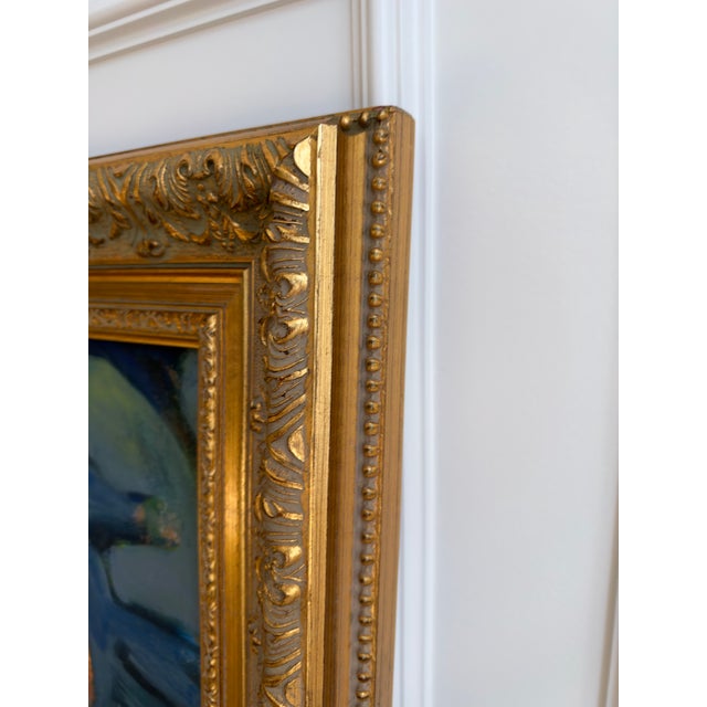 Signed Tazive 1990 Fauvist Expressionist Portrait of a Woman in a “Red Beret” Oil Painting in Gilt Frame For Sale - Image 4 of 5