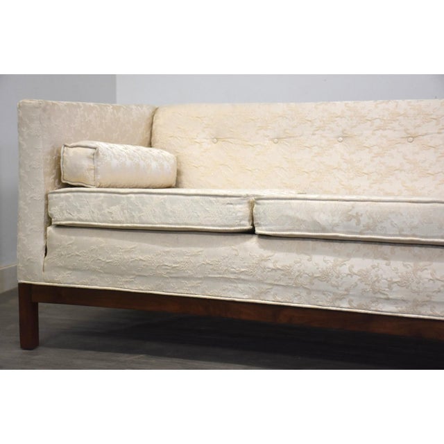 1960s Walnut and White Mid Century Sofa For Sale In Boston - Image 6 of 8