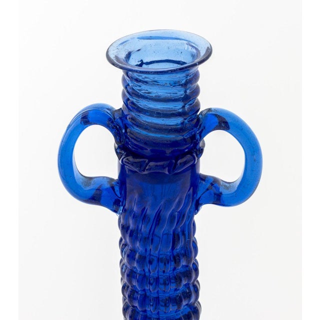Murano Blue Art Glass Two-Handled Objects, 3 For Sale - Image 9 of 11