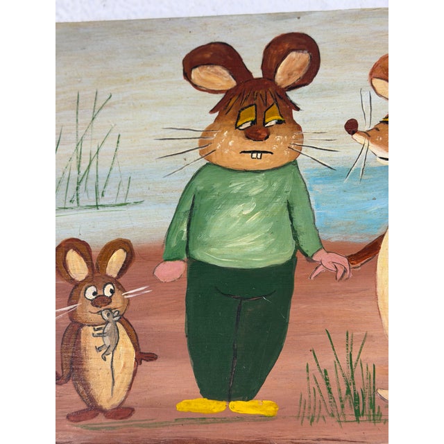 1960s Vintage Folk Art Wall Art, Hand Painted For Sale - Image 5 of 7