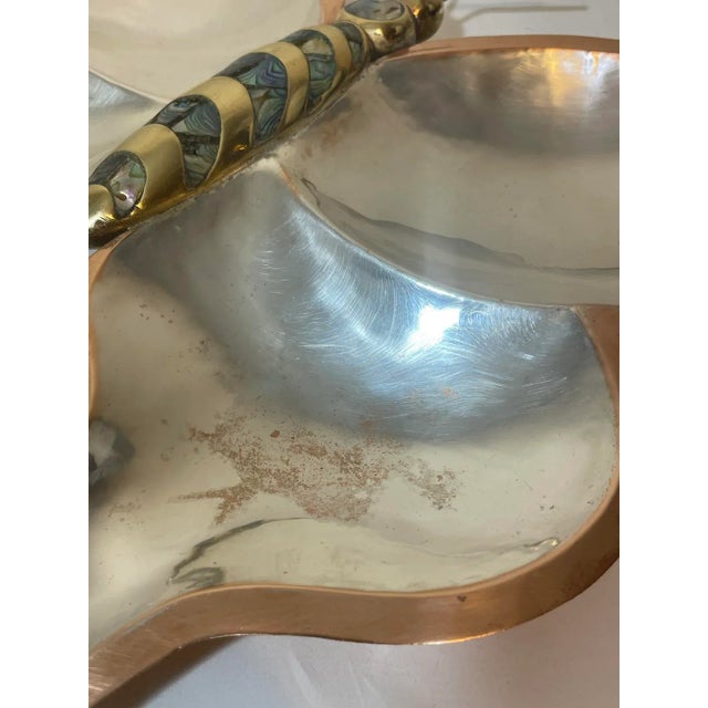 Mid Century Los Castillo Style Butterfly Tray Abalone Mixed Metals Brass Copper Silver For Sale - Image 9 of 12