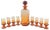 Art Deco Amber Glass Liquor Decanter and Glasses, Czech Republic, 1930s, Set of 9 For Sale