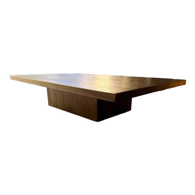 Restoration Hardware Reclaimed Oak Plinth Coffee Table For Sale