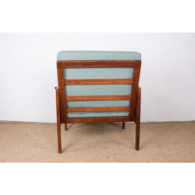 Wood Set of Danish Model N°4 Capella Armchairs in Teak, Fabric and Leather by Illum Wikkelø for Niels Eilersen, 1960s For Sale - Image 7 of 18