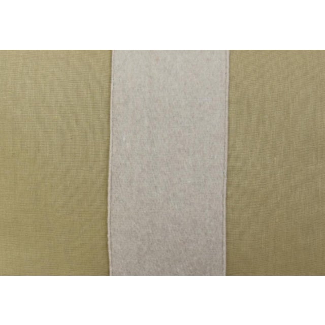 French Country French Gold and Cream Appliqué Stripe Wool & Linen Feather/Down Pillow For Sale - Image 3 of 6