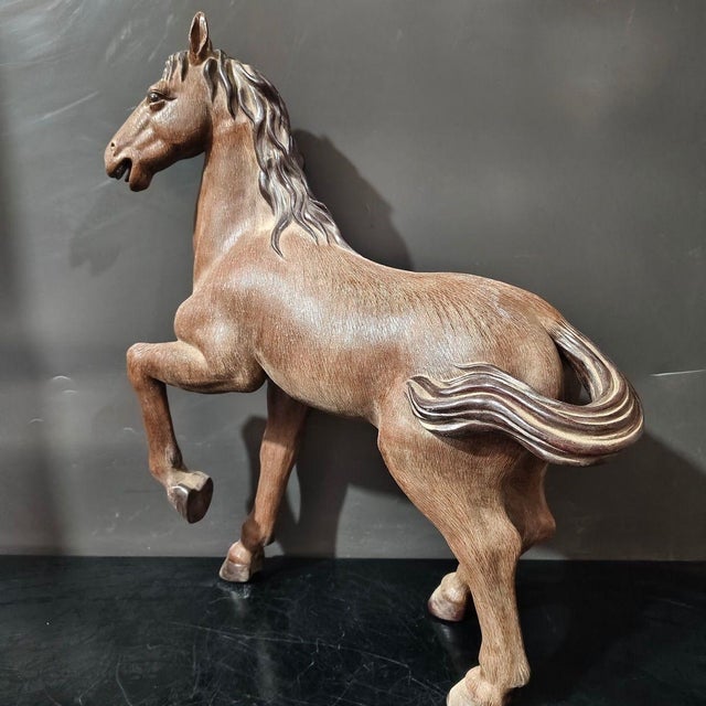 Ceramic Large Vintage Shiwan Pottery Horse Sculpture - 21" Tall, Chinese Ceramic Figure For Sale - Image 7 of 9