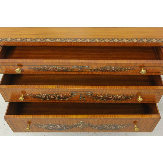 English Maitland Smith Adams Paint Decorated Satinwood Chest For Sale - Image 3 of 13