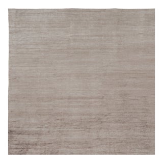 Rug & Kilim’s Oversized Modern Textural Rug in Brown, White and Beige Striae - 14x14 For Sale