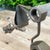 This welded‑steel stork and baby sculpture stands over 24 cm tall and 10 cm wide, and it carries a quiet emotional...