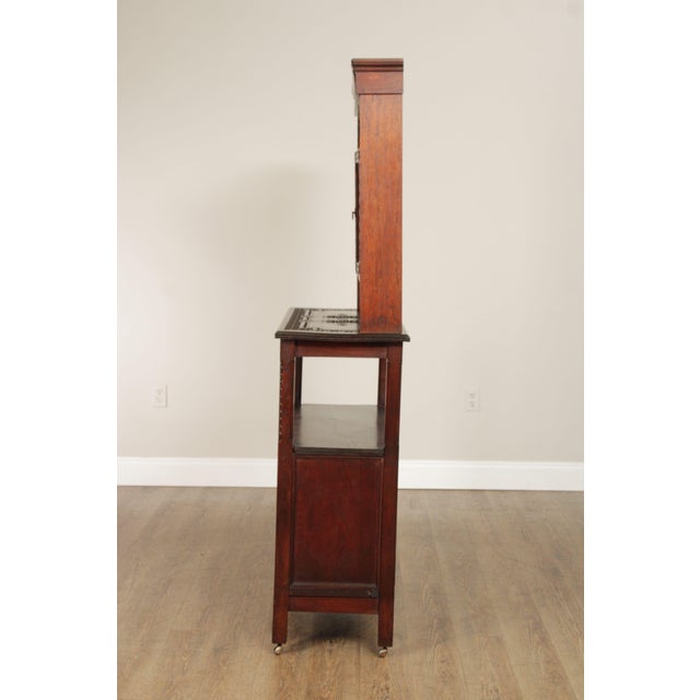 Vintage Moroccan Carved Hard Wood Two-Piece Server Cabinet For Sale - Image 10 of 12