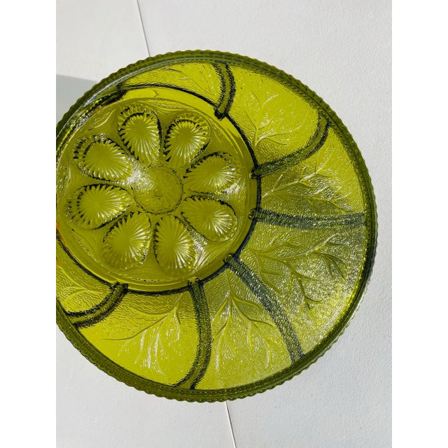 Vintage Mid Century Modern Green Glass Deviled Egg Platter For Sale - Image 6 of 12