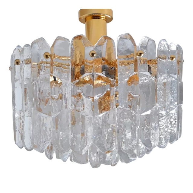 Ceiling Lamp Model 5457 in Brass & Glass by J. T. Kalmar for Kalmar, 1960s For Sale