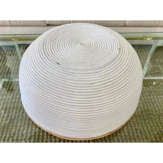 Wood Large White and Natural Rattan Center Piece For Sale - Image 7 of 7
