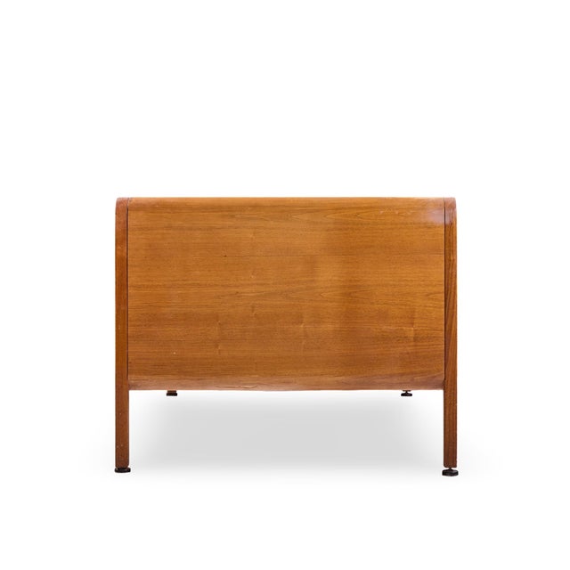 Mid 20th Century Roger Sprunger for Dunbar Style Mid Century Walnut Waterfall Executive Desk For Sale - Image 5 of 9
