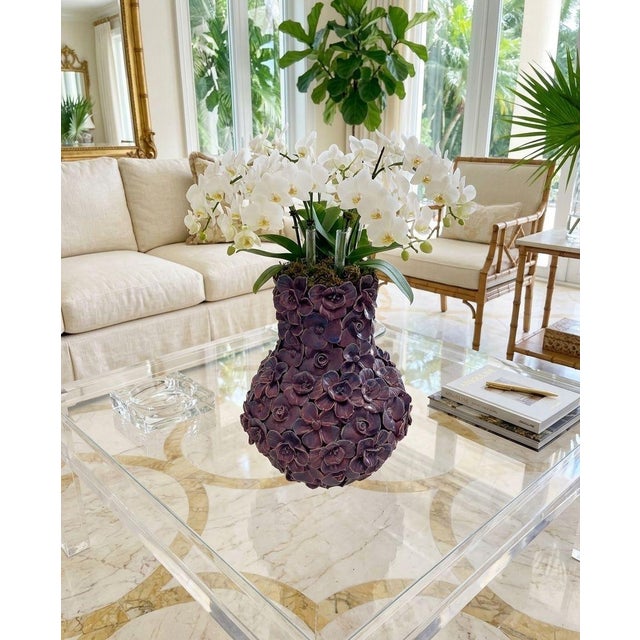 Vintage Italian Hand-Applied Floral Ceramic Vase For Sale - Image 11 of 12