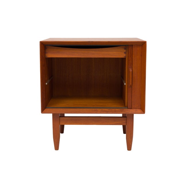 Vintage 1960s Danish Mid Century Svend Åge Madsen Teak Tambour Door Nightstands - Pair For Sale - Image 11 of 17