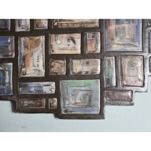 Vintage MCM Philippe Jacques French Ceramic Abstract Wall Plaque Sculpture For Sale - Image 13 of 14
