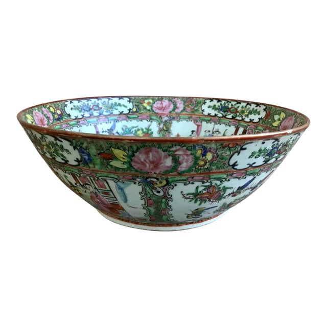 Chinese Export Rose Medallion Large Bowl 19th C For Sale