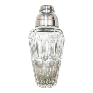 Vintage Wilhelm Wolff German Cut Crystal & Silver-Plated Cocktail Shaker, Marked W 464 For Sale