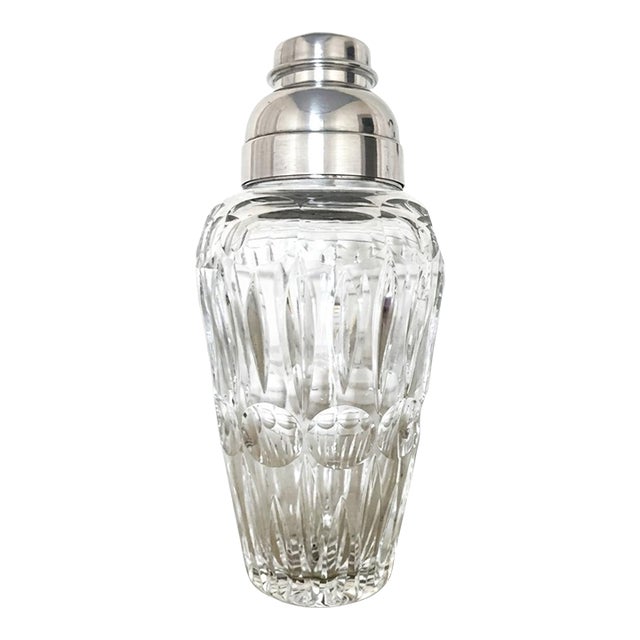 Vintage Wilhelm Wolff German Cut Crystal & Silver-Plated Cocktail Shaker, Marked W 464 For Sale