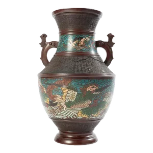 Early 20th Century Large Japanese Champleve Vase