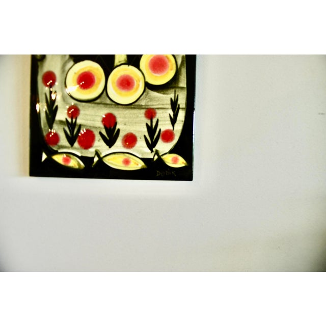 Ceramic plaque in perfect condition, unique piece, hand-painted and varnished, signed lower right Dodik This piece has an...
