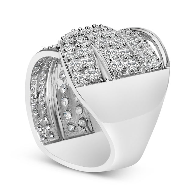 Haus of Brilliance .925 Sterling Silver 2.00 Cttw Round-Cut Diamond Overlapping Bypass Band Ring (I-J Color, I2-I3 Clarity) - Ring - Size 9 For Sale - Image 4 of 6