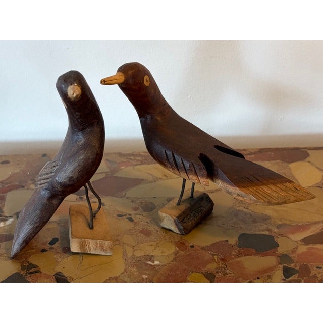 Mid-Century Modern Vintage Hand Carved and Painted Wooden Birds, Folk Art For Sale - Image 3 of 6